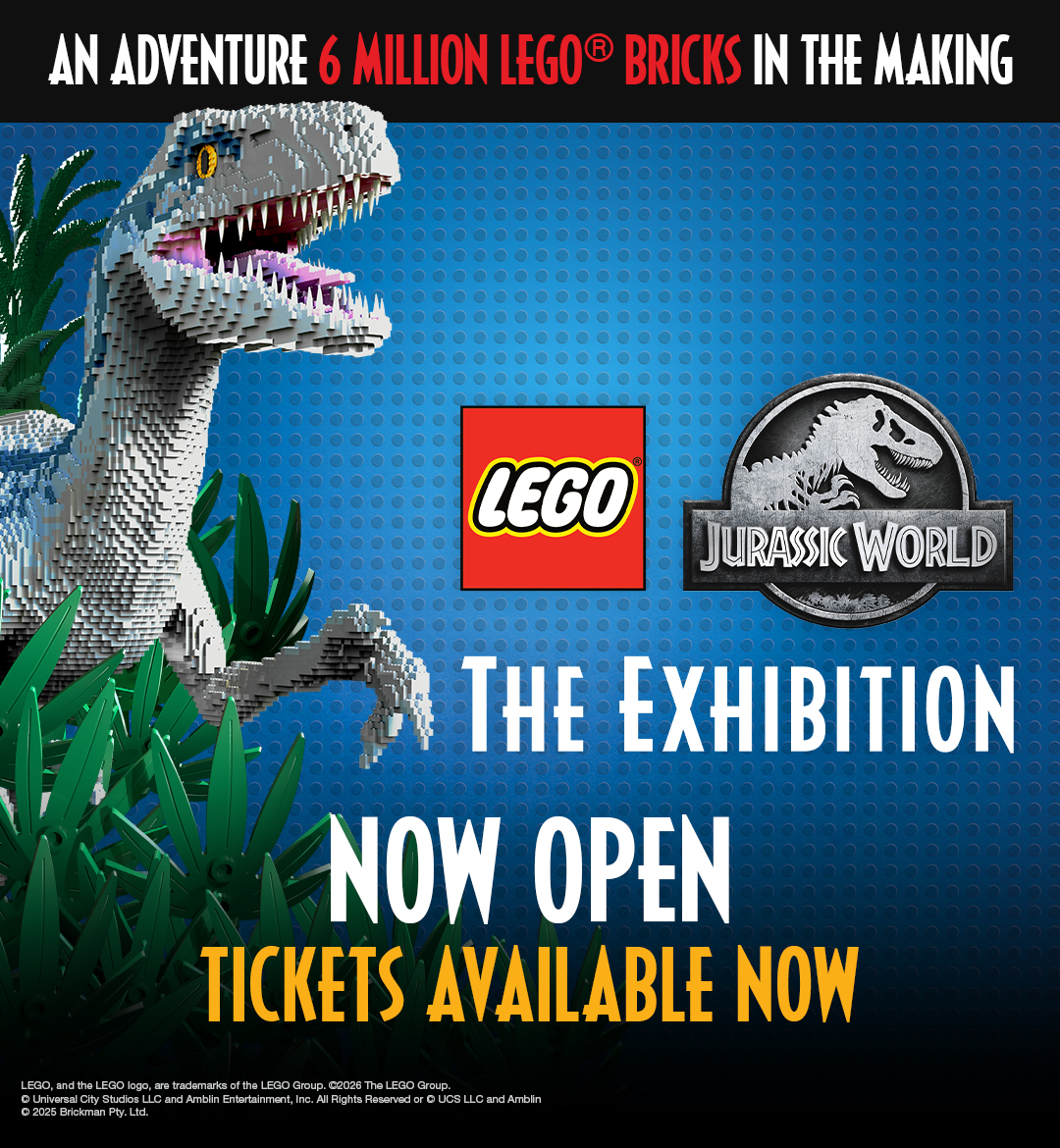 AN ADVENTURE 6 MILLION LEGO® BRICKS IN THE MAKING. LEGO® Jurassic World: The Exhibition. Now Open. Tickets available now.